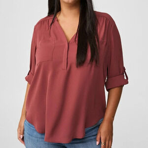 Torrid Wild Ginger Harper Georgette Pullover 3/4 Sleeve Blouse in Size 2